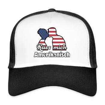 Küss mich Amerikanisch Geschenk - Trucker Cap - Weiß/Schwarz - Vorne