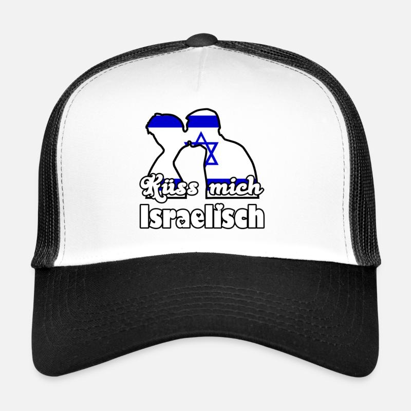 Küss mich Israelisch Geschenk - Trucker Cap - Weiß/Schwarz