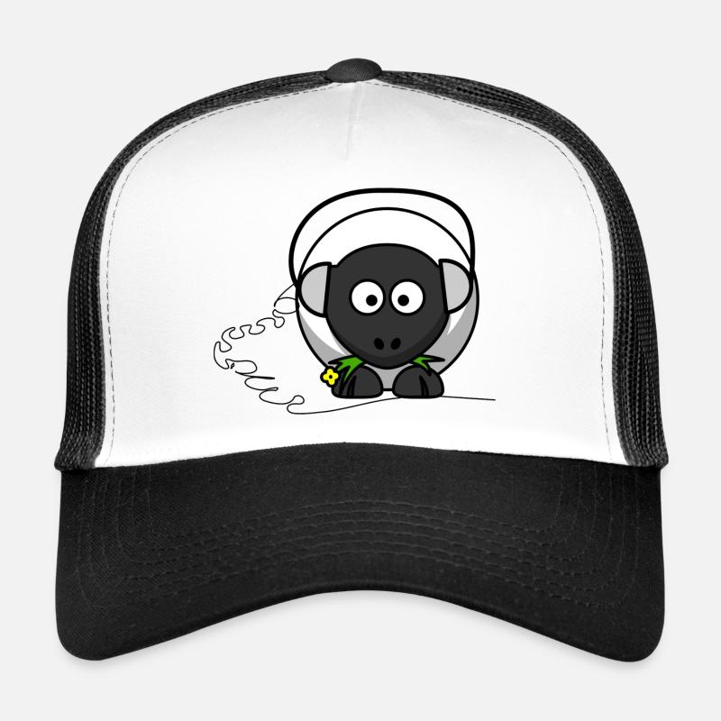 Funny sheep with headphones - Trucker Cap - white/black