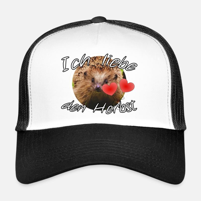 Ich liebe den Herbst Geschenk Igel Spruch Tier - Trucker Cap - Weiß/Schwarz