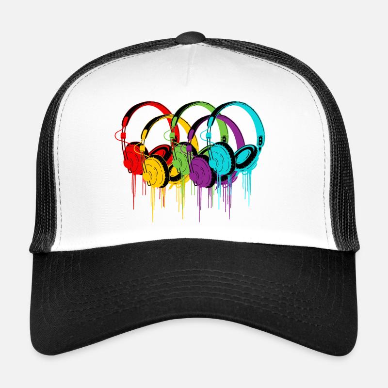 Bunte Kopfhörer - Trucker Cap - Weiß/Schwarz