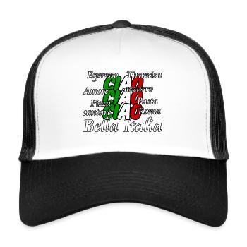 Italien Italia italienisch Ciao Spruch Geschenk - Trucker Cap - Weiß/Schwarz - Vorne