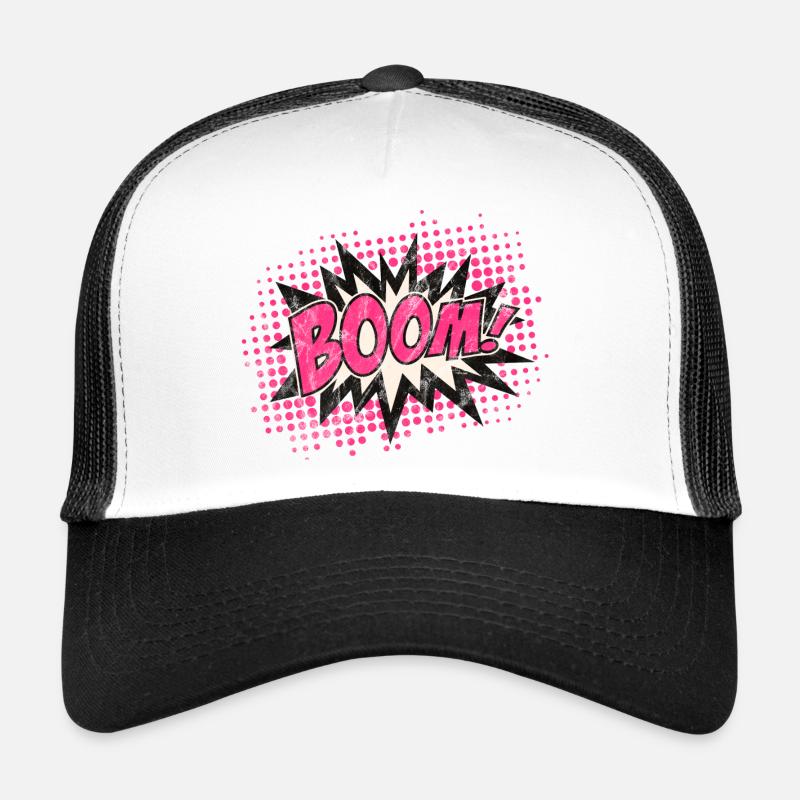 Vintage Comic Boom Explosion - Trucker Cap - Weiß/Schwarz