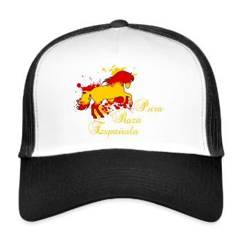 Spanisches Pferd im Galopp mit Text - Trucker Cap - Weiß/Schwarz - Vorne