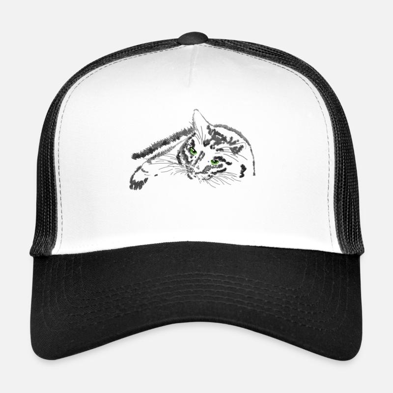 cat - Trucker Cap - white/black