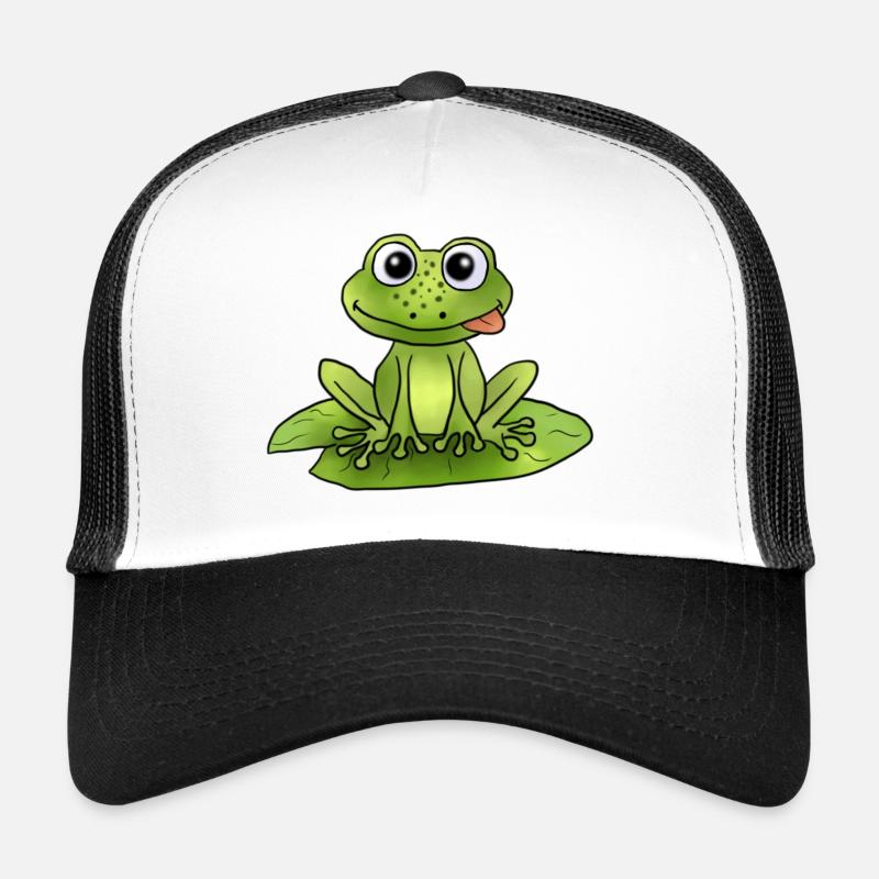 Frosch auf Seerose - Trucker Cap - Weiß/Schwarz