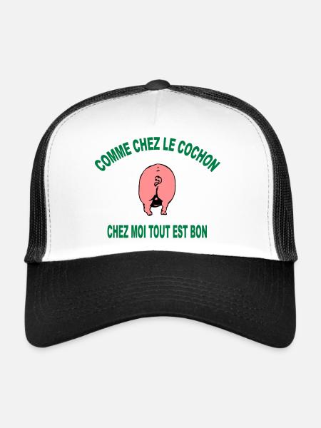cochon - Casquette trucker  - blanc/noir - Devant