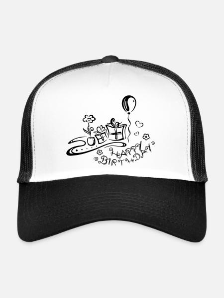 Happy Birthday motif, Congratulations - Trucker Cap - white/black - Front