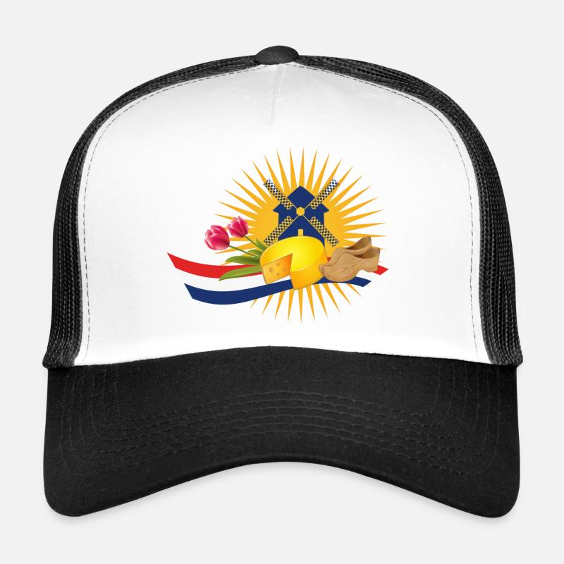 Windmill with tulips, clogs and Dutch cheese Trucker Cap