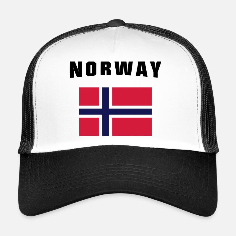 Norway Flag - Trucker Cap - Weiß/Schwarz
