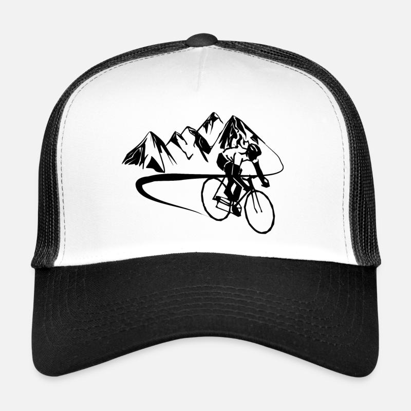 Fahrradfahrer in den Bergen - Trucker Cap - Weiß/Schwarz