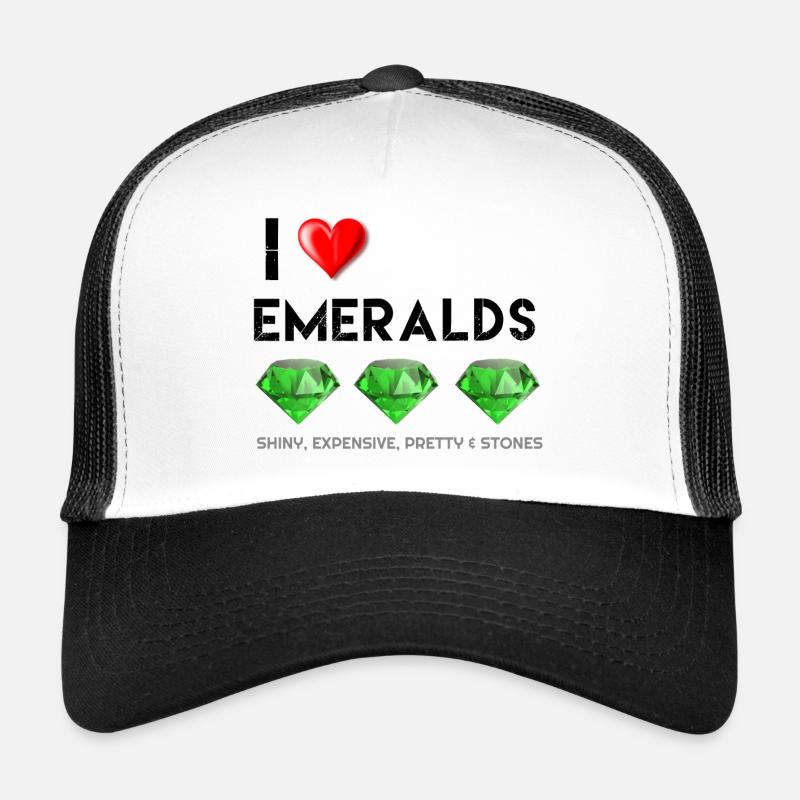 Smaragde, ich liebe Smaragde, Smaragde sind ein Mädchen b - Trucker Cap - Weiß/Schwarz