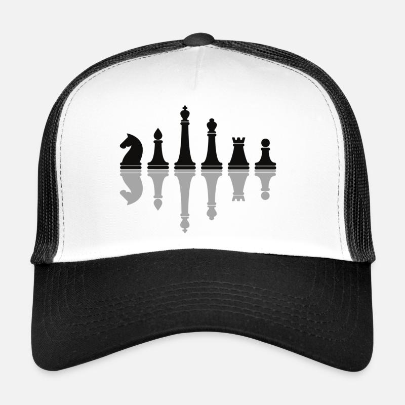 Chess Pieces Mirrored Black Grey Trucker Cap