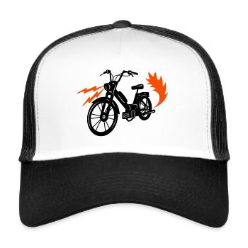 Mofa Moped Mofafahrer Mopedfahrer Zweirad - Trucker Cap - Weiß/Schwarz - Vorne