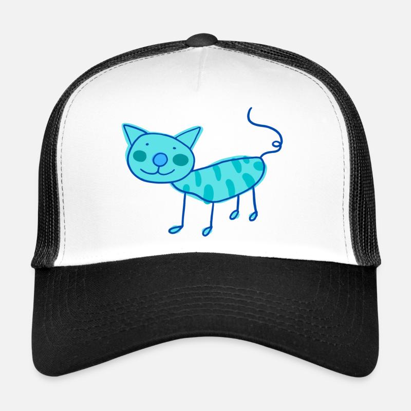 Süße Kinder Katze in Bunt - Trucker Cap - Weiß/Schwarz