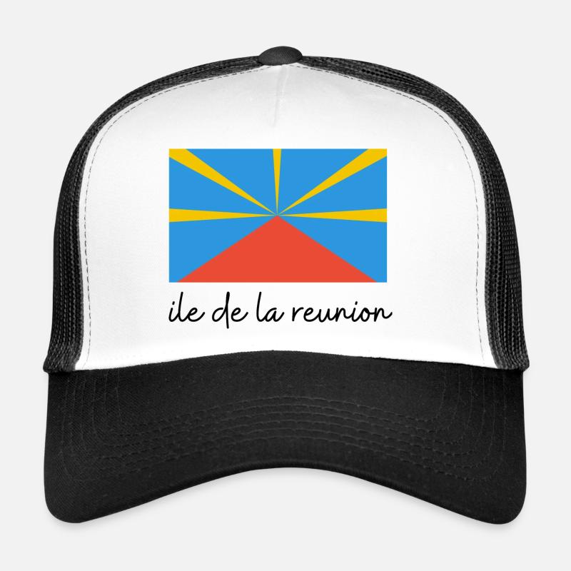 Drapeaux ile de la reunion - Casquette trucker  - blanc/noir