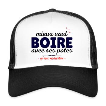 Humour alcool blague beauf apéro drôle modération - Casquette trucker  - blanc/noir - Devant