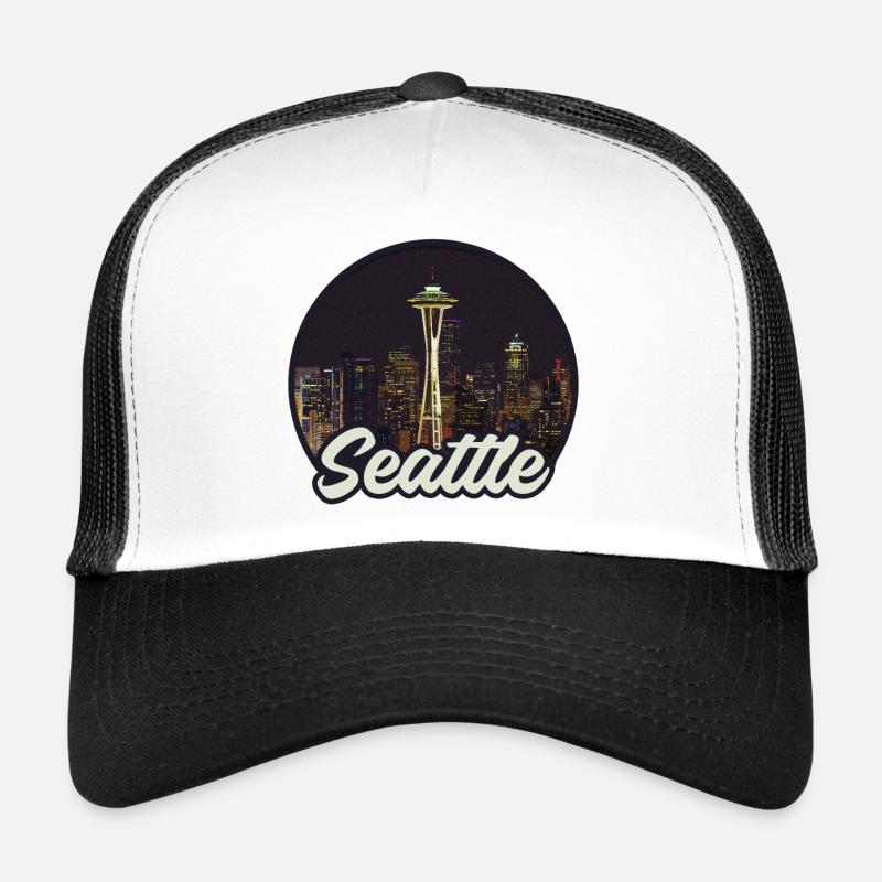Seattle Skyline Nacht Patch Trucker Cap