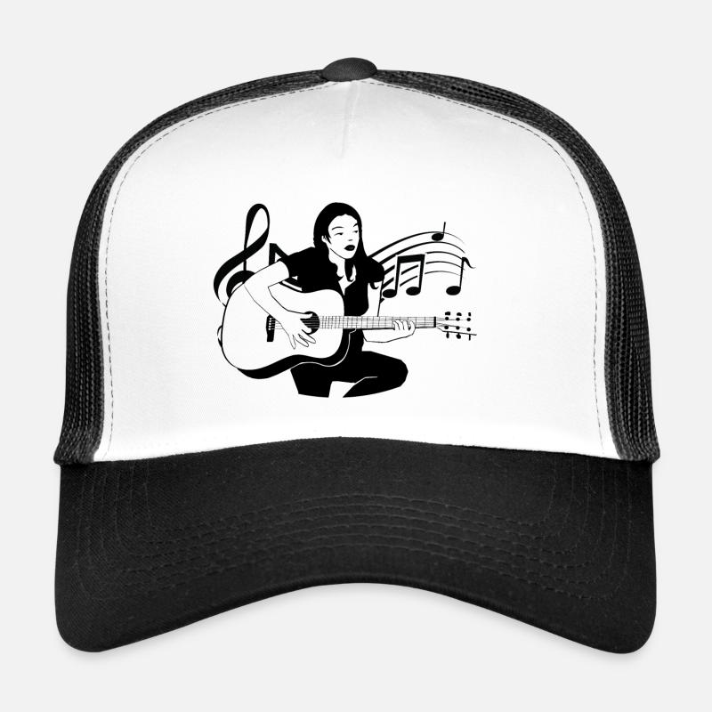 Guitariste classique folk joue de la guitare notes Casquette trucker 