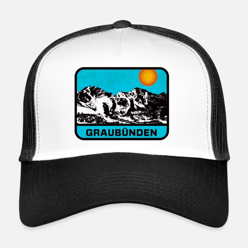 Graubünden Panorama Sonnenrand - Trucker Cap - Weiß/Schwarz