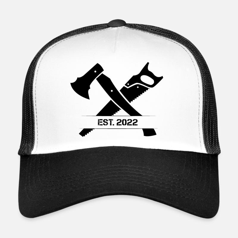 Säge Axt Handwerker Symbol Holzfäller Werkzeug - Trucker Cap - Weiß/Schwarz