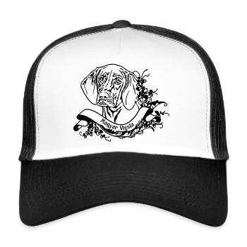 Magyar Vizsla an Retro Banner - Trucker Cap - Weiß/Schwarz - Vorne