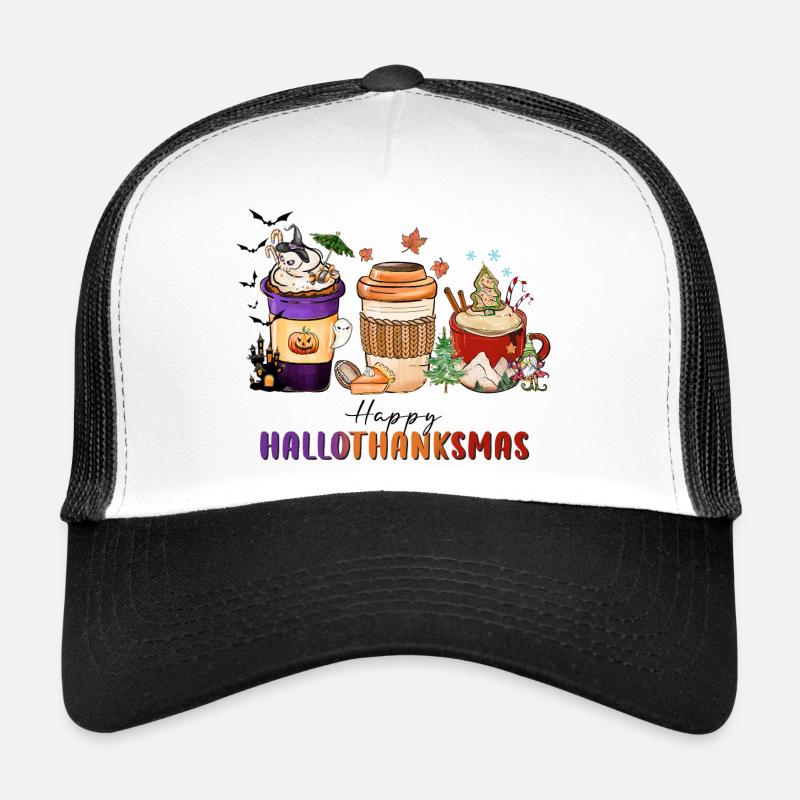 Frohe Hallothanksmas - Trucker Cap - Weiß/Schwarz