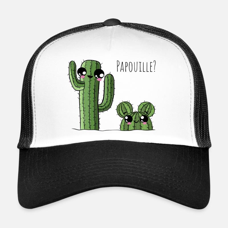Cactus papouille - Casquette trucker  - blanc/noir