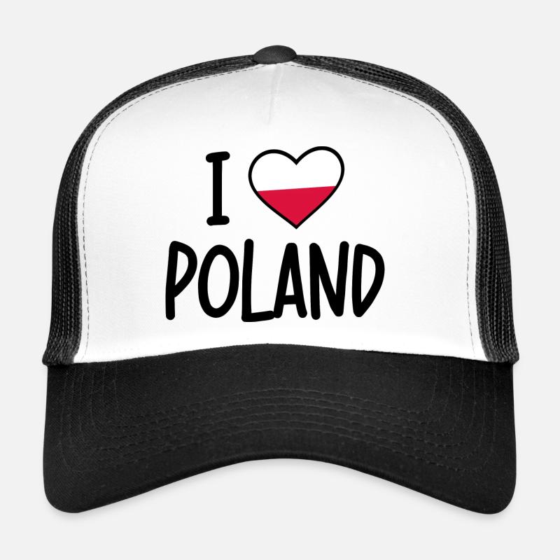 J’aime la Pologne - Casquette trucker  - blanc/noir