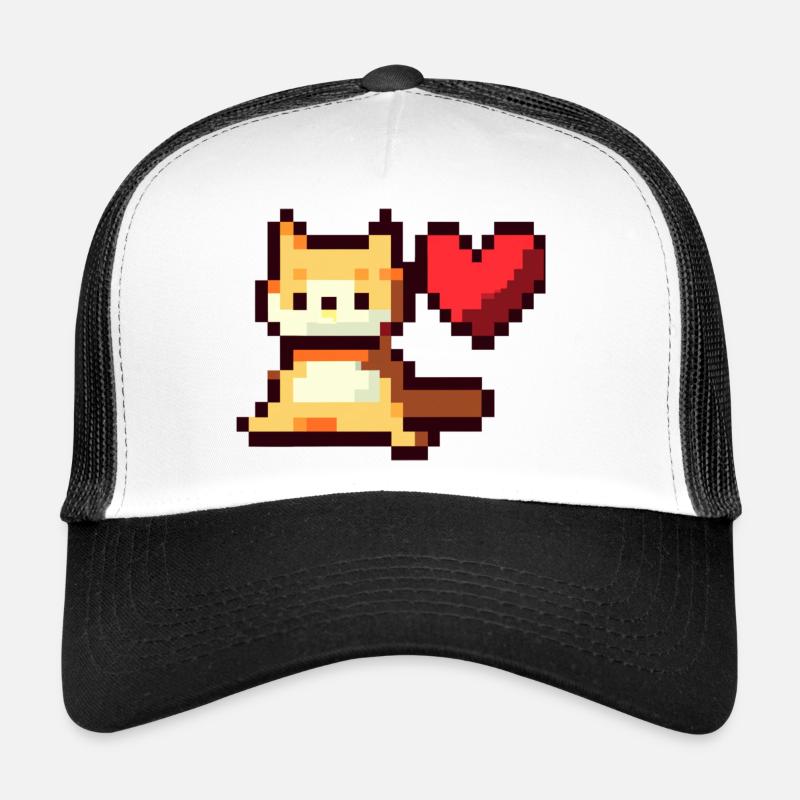Pixelart, Chat avec cœur Casquette trucker 