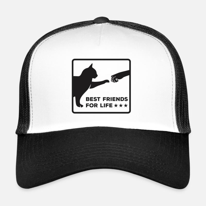 Katze Katzen Spruch Beste Katzen Freunde Geschenk - Trucker Cap - Weiß/Schwarz