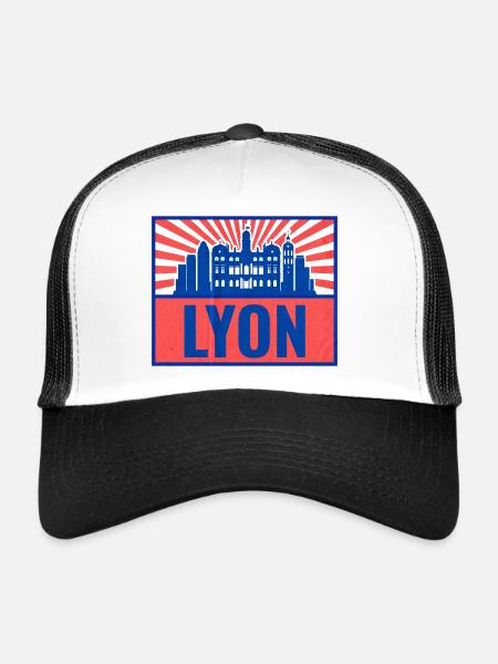 Lyon Skyline BlueRed Rétro - Casquette trucker  - blanc/noir - Devant