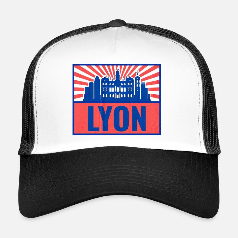 Lyon Skyline BlueRed Rétro Casquette trucker 