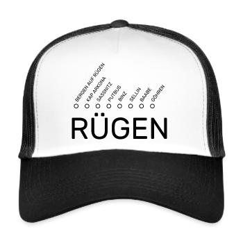 Rügen Haltepunkte - Trucker Cap - Weiß/Schwarz - Vorne