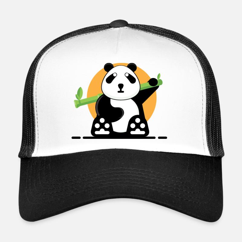 Panda en forêt. - Casquette trucker - blanc/noir