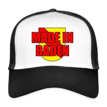 Made in Baden badisch Badner Spruch Sprüche - Trucker Cap - Weiß/Schwarz - Vorne