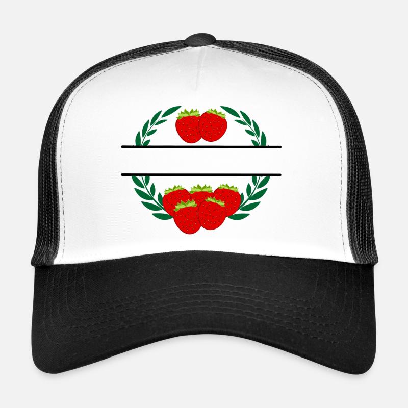 Erdbeeren im Lorbeerkranz mit roten Erdbeeren Trucker Cap