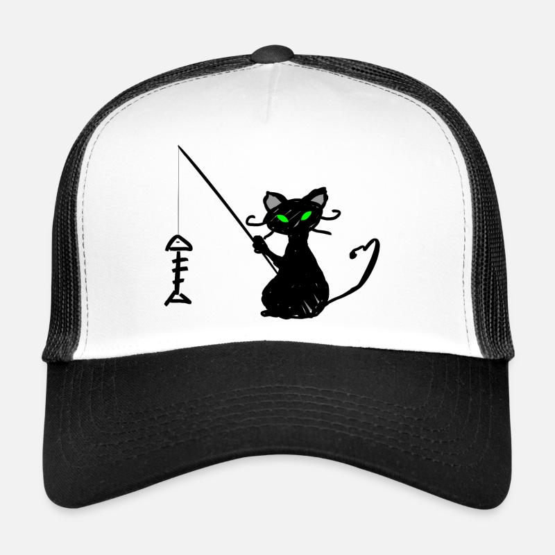 Schwarzer Katzenfischer Trucker Cap