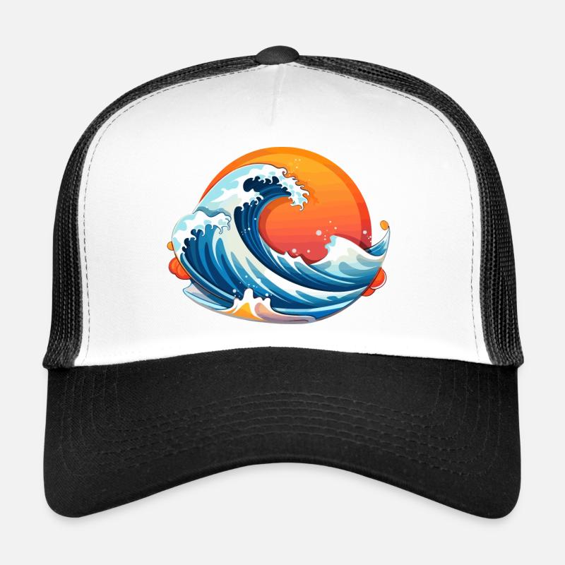 the wave in the sunset Trucker Cap