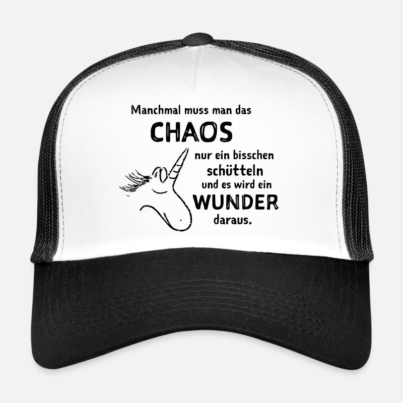 lustiger Spruch witzige Sprüche Chaos schütteln  - Trucker Cap - Weiß/Schwarz