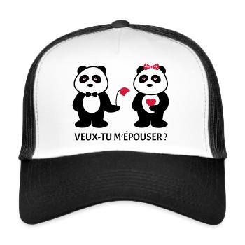 Veux-tu m'épouser ? Cadeau demande en mariage - Casquette trucker  - blanc/noir - Devant
