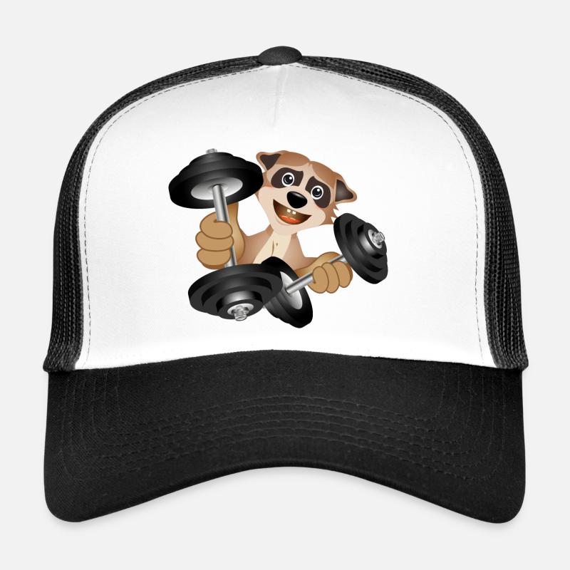 Bodybuilder suricate avec des haltères tout en faisant de l’exercice Casquette trucker 