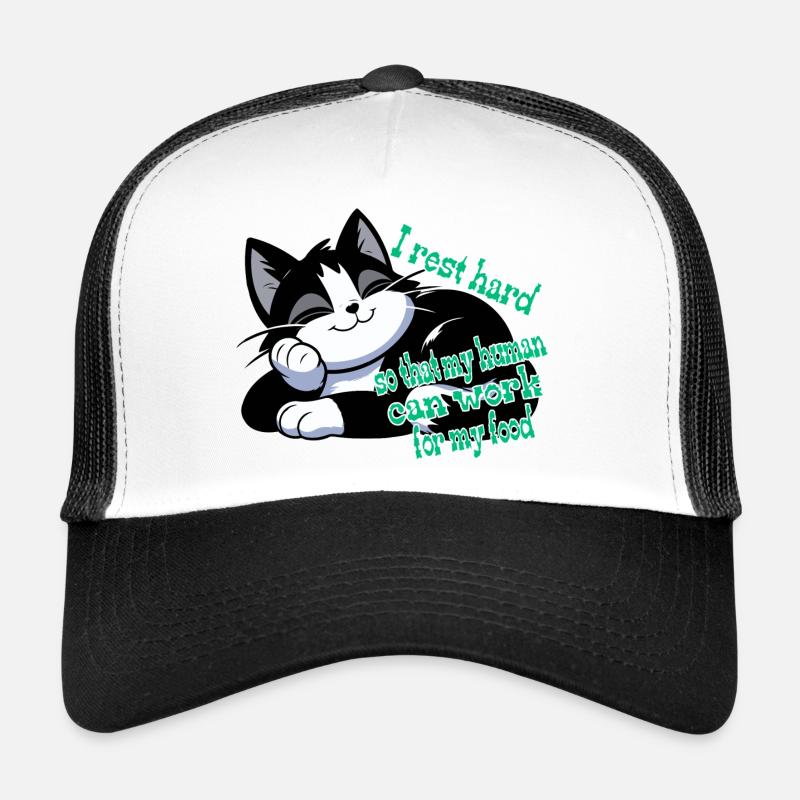 A lying resting cat. A lazy pet. Trucker Cap