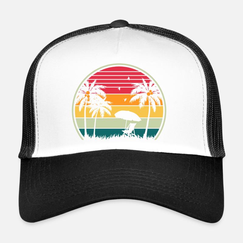Coucher de soleil plage rétro Casquette trucker 