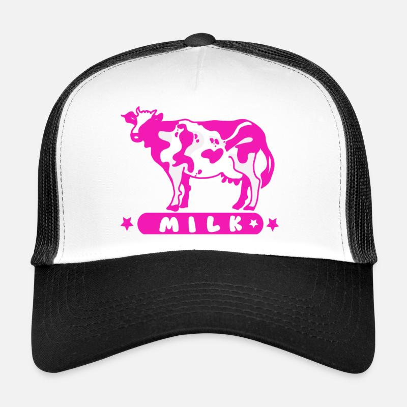 Pink Kawaii Cow Trucker Cap