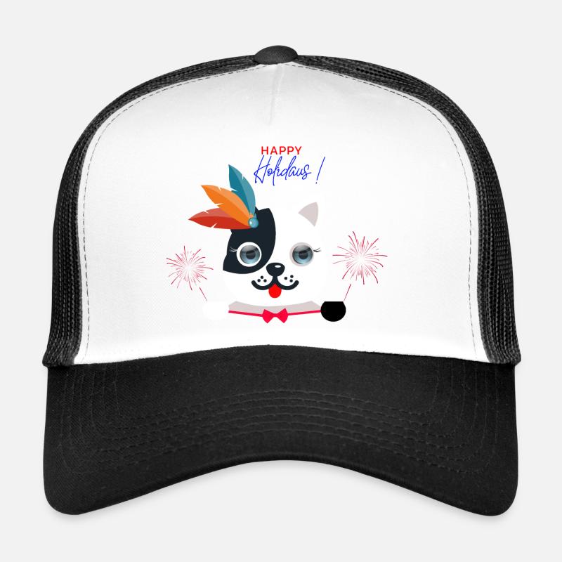 Salutations d’un chat aux yeux bleus. Casquette trucker 