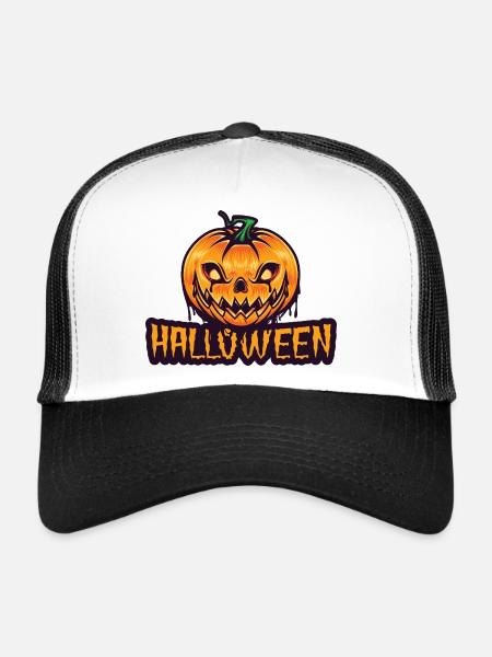Spooky Pumpkin Halloween Design - Trucker Cap - white/black - Front
