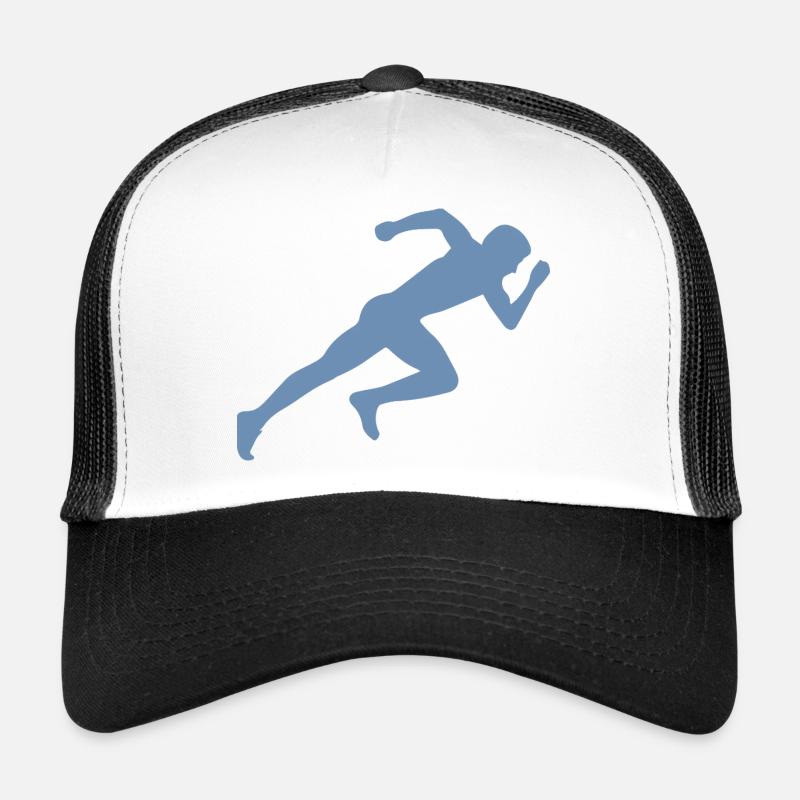 Minimalistisch Silhouette Sprinter Sprinten Rennen - Trucker Cap - Weiß/Schwarz