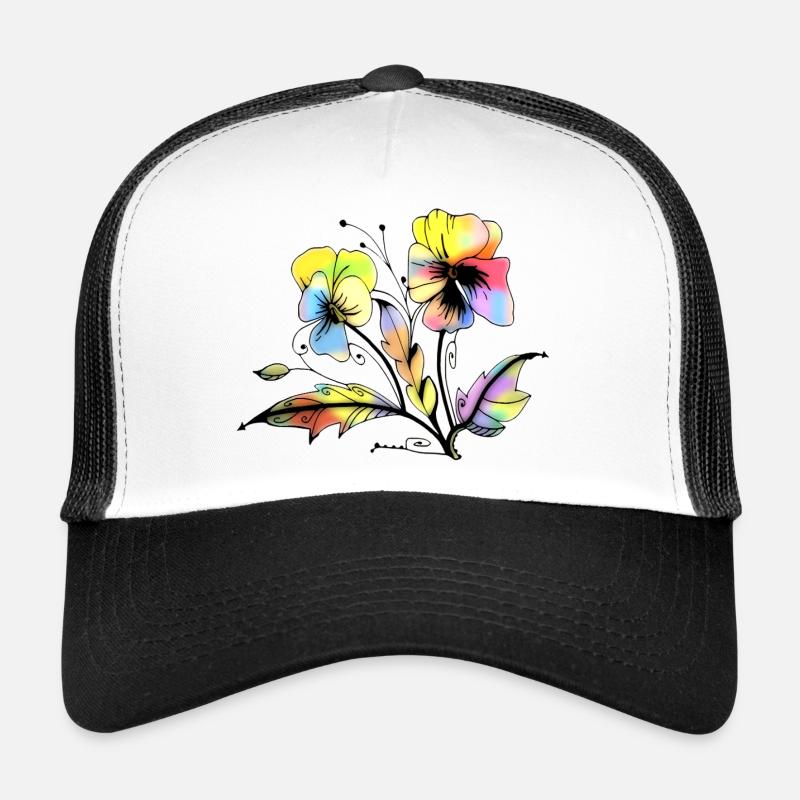 Fleur - Casquette trucker  - blanc/noir