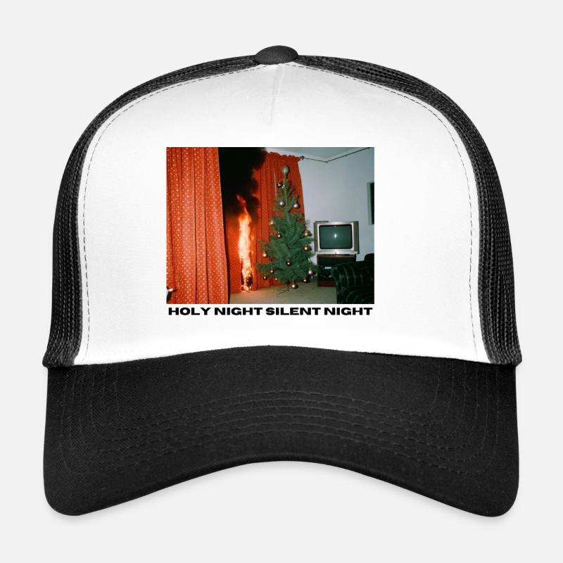 Holy Night - Brennender Weihnachtsbaum - Trucker Cap - Weiß/Schwarz